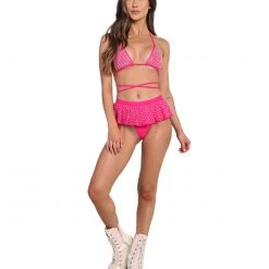 Hot & Delicious Black Bead That Highlight Bling Rhinestone Skirt Set