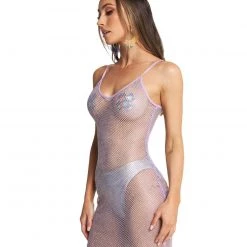 Hot & Delicious Black Bead Clothing The Real Deal Rhinestone Fishnet Dress