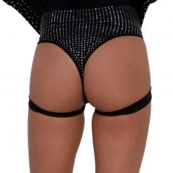 Clara Story Bottoms Totally Rhinestoned Harness Booty Shorts