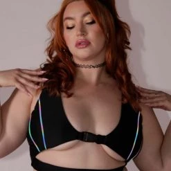 Cherry Mellow, Inc. Turn Up The Lights Speed Clasp Rainbow Reflective Crop Top New Arrivals