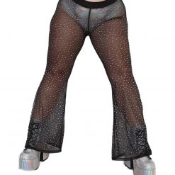 OhYes Unapologetic Rhinestone Mesh Bell Bottoms