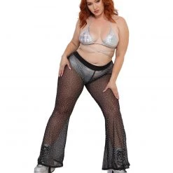 OhYes Unapologetic Rhinestone Mesh Bell Bottoms