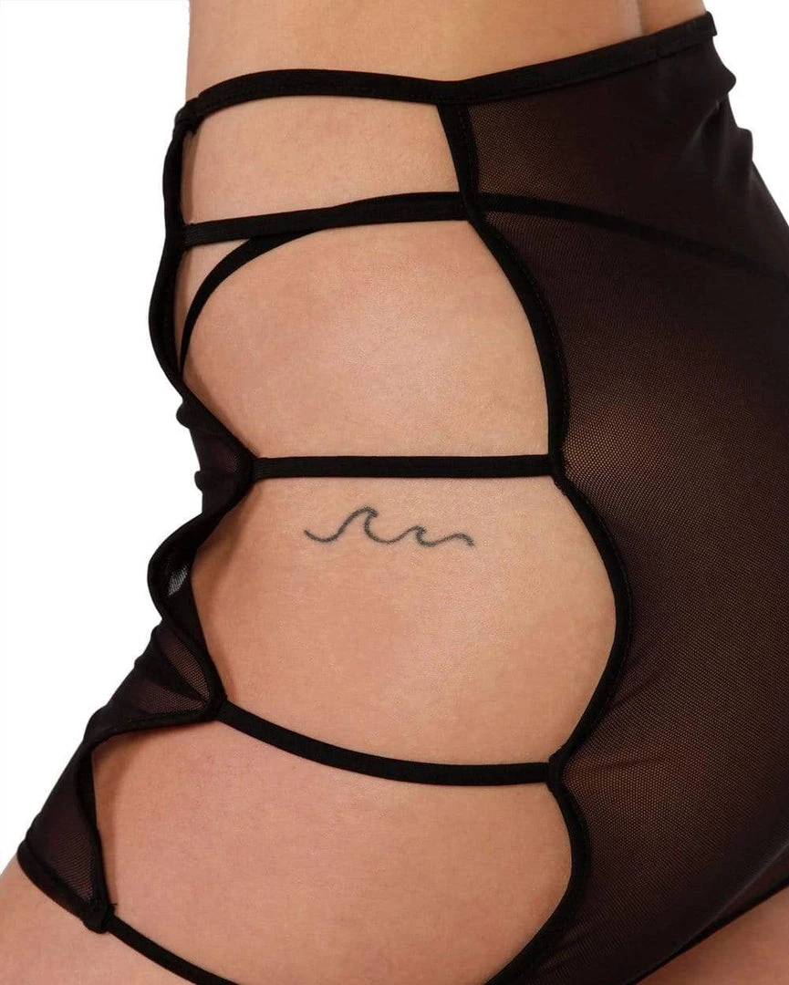 One By One Apparel Bad Lil Bish Cut Out Mini Skirt