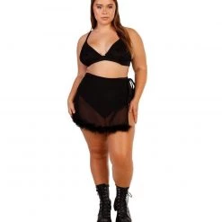 OhYes Marabou Side Tie Mini Skirt