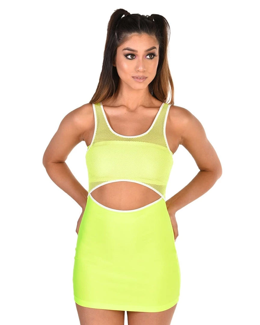 Cherry Mellow, Inc. Dresses & Sets Neon Nights Mesh Cut Out Mini Dress