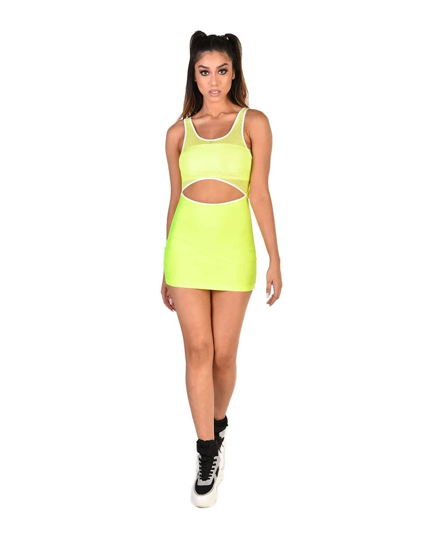 Cherry Mellow, Inc. Dresses & Sets Neon Nights Mesh Cut Out Mini Dress