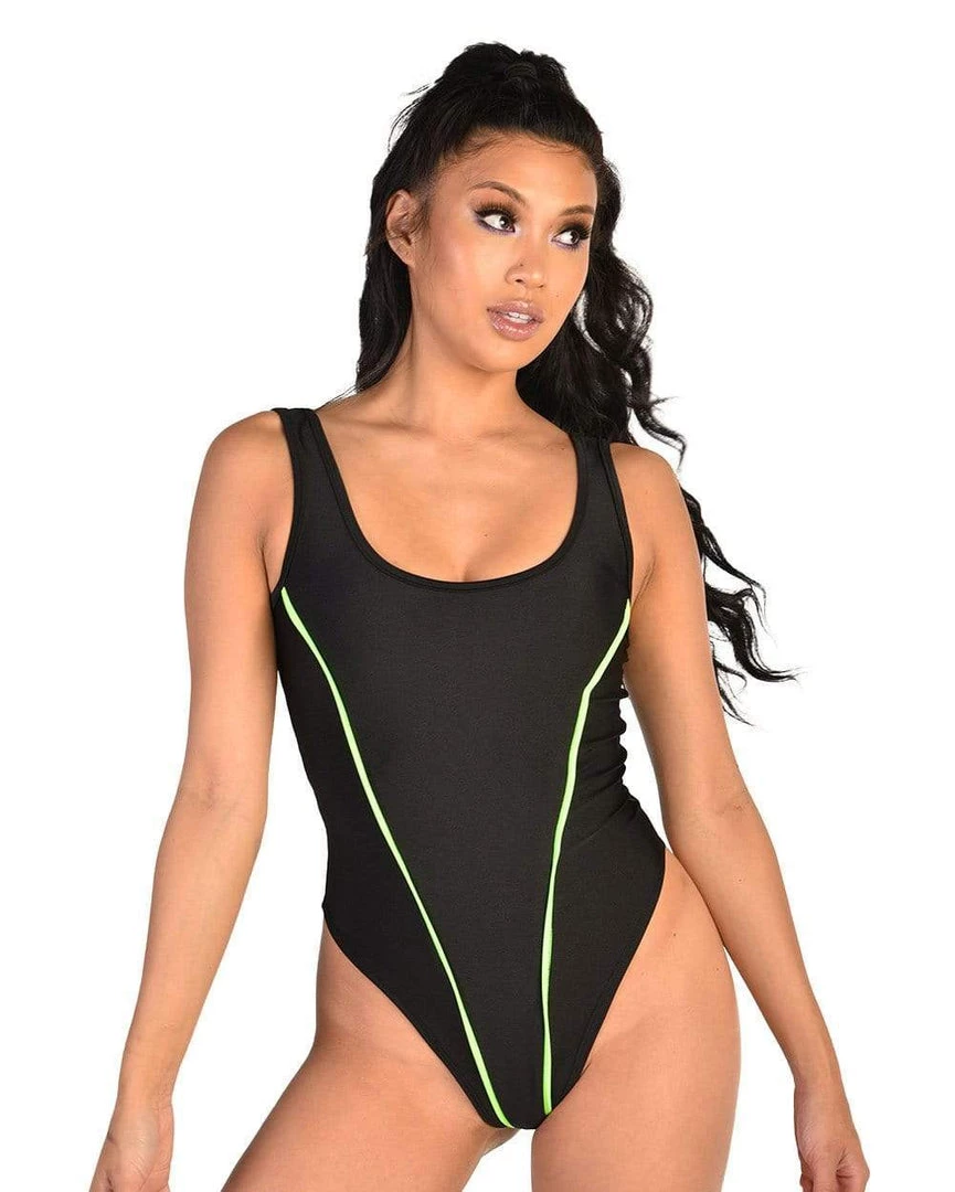 One By One Apparel Cybernetic Neon Contrast Bodysuit Bodysuits & One-Pieces