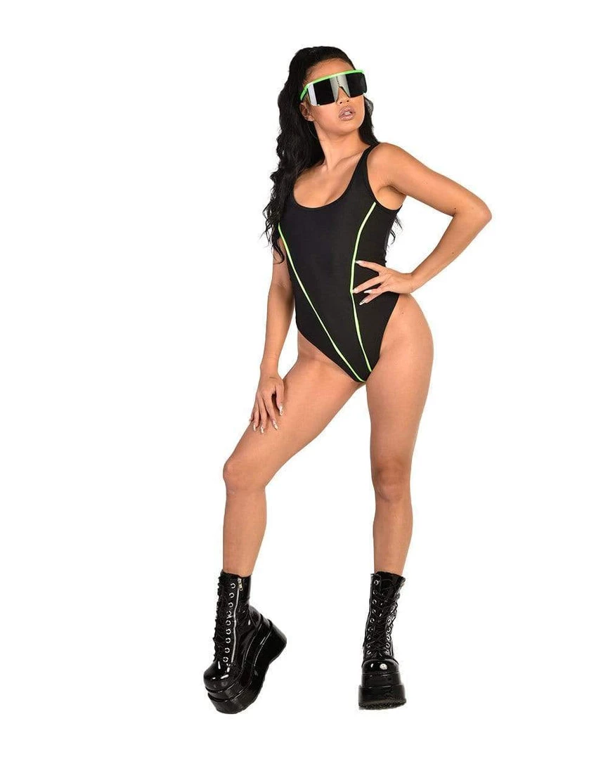One By One Apparel Cybernetic Neon Contrast Bodysuit Bodysuits & One-Pieces