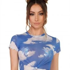 Rock & Rose Head In The Clouds Mesh Crop Top