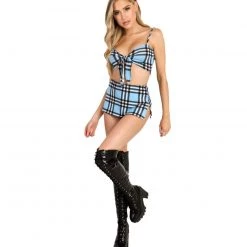 One By One Apparel Like Totally Y2K Plaid Crop Top