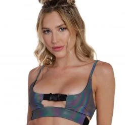 OhYes Won't Let U Out Reflective Underboob Clasp Top