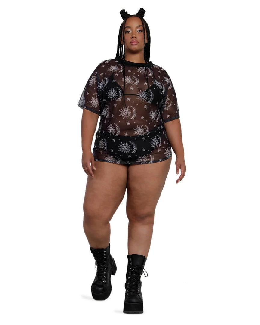 OhYes Tops Written In The Stars Mesh Oversized Tee