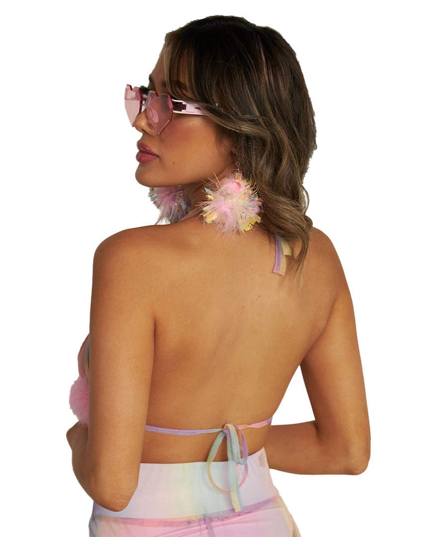 OhYes New Arrivals Y2K Realness Mesh Marabou Top