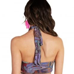 Hot & Delicious Black Bead Clothing Kaleidoscopic Thrillz Strappy Halter Top