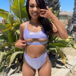 Dippin Daisies Lavender Dreamz Holo High Cut Booty Shorts Clothing