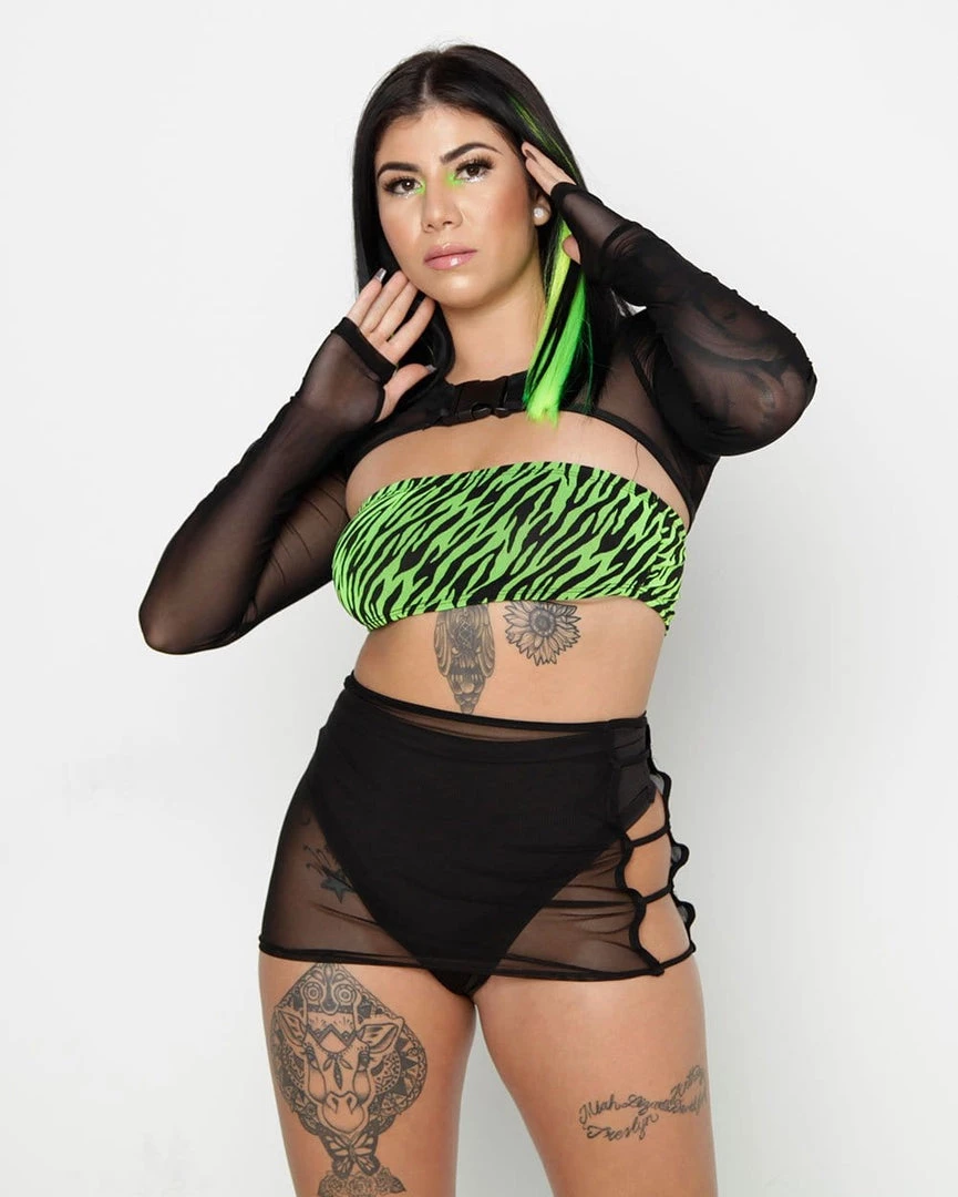 One By One Apparel Bad Lil Bish Cut Out Mini Skirt