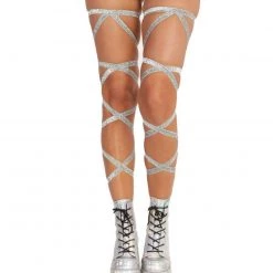 Andrew - Agent Plus Pair Of Non-Slip Silver Glitter Leg Wraps