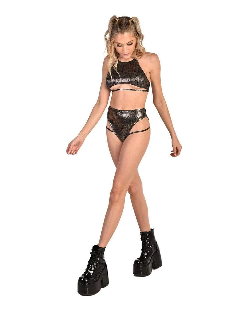 OhYes Shimmering Snakeskin High Cut Bottoms